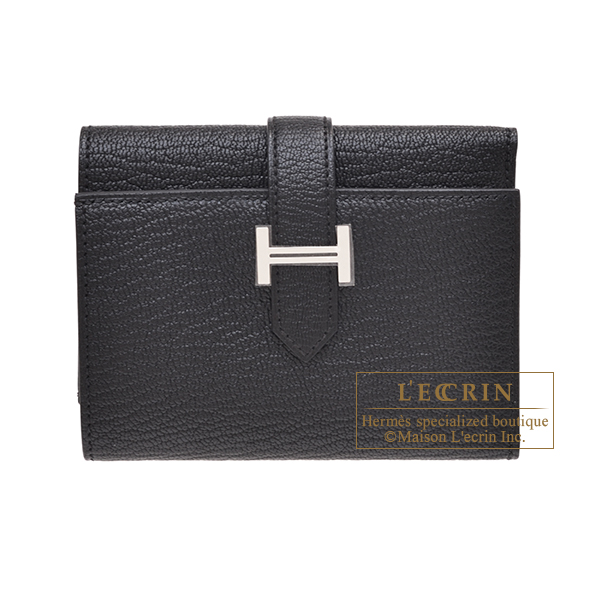 Hermes　Bearn Conbine　Black　Chevre myzore goatskin　Silver hardware