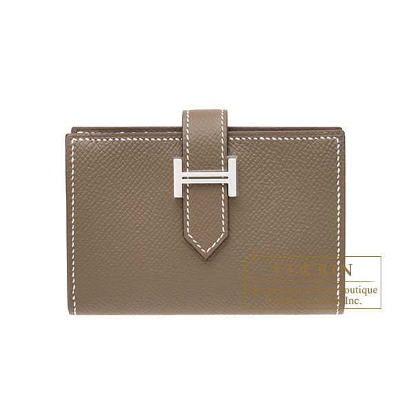 Hermes　Bearn Mini wallet　Etoupe grey　Epsom leather　Silver hardware