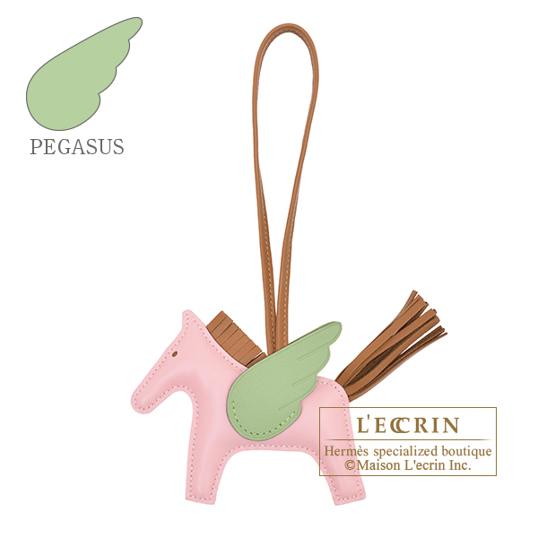 Hermes　Rodeo charm Pegasus PM　Rose sakura/Gold/Vert criquet　Agneau/Swift leather