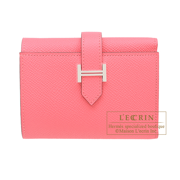 Hermes Bearn Conbine Rose azalee Epsom leather Silver hardware