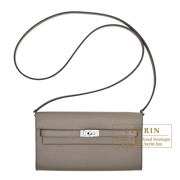 Hermes Kelly Long To Go Etain Epsom leather Silver hardware