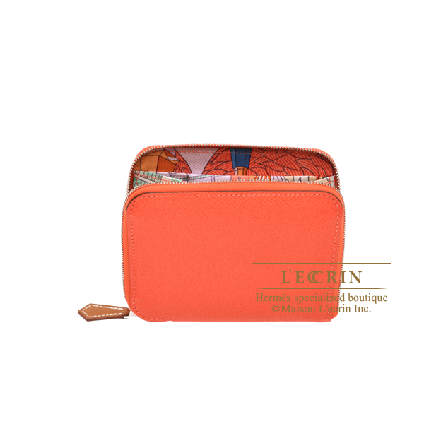 Hermes　Azap　Silk In Compact　Orange field/　Orange field　Epsom leather/　Silk　Silver hardware