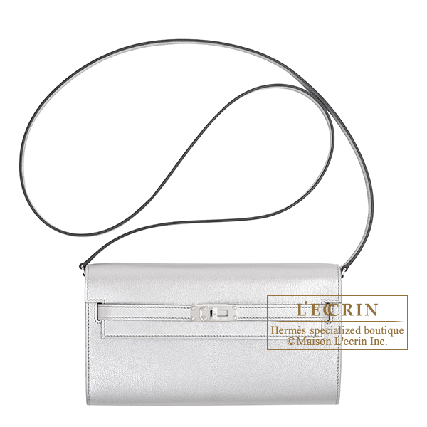 Hermes Kelly Long To Go Argent Chevre chamkila goatskin Silver hardware