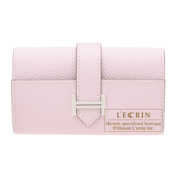 Hermes Bearn key case/4 key holder Mauve pale Epsom leather Silver hardware