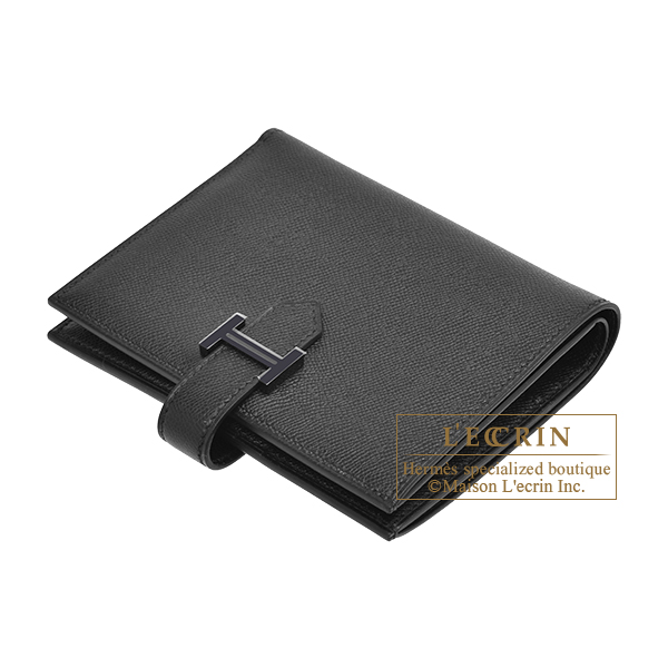 Hermes Bearn Compact Monochrome So-black Black Madame leather Black hardware