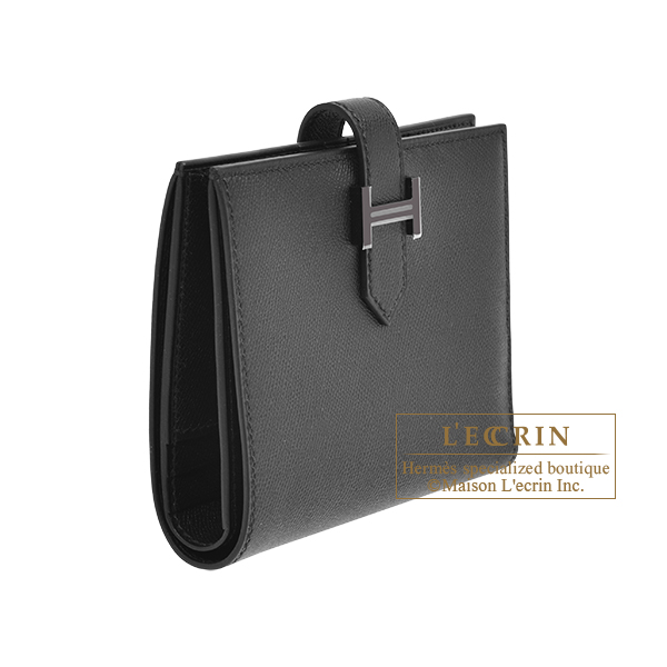 Hermes Bearn Compact Monochrome So-black Black Madame leather Black hardware