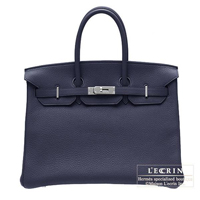 Hermes　Birkin bag 35　Blue abysse　Clemence leather　Silver hardware