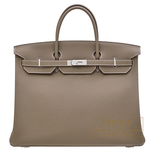 Hermes　Birkin bag 40　Etoupe grey　Togo leather　Silver hardware