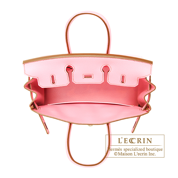 Hermes Birkin 25 Bubblegum Light Pink Gold Top Handle Tote