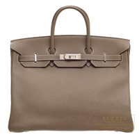 Hermes　Birkin bag 40　Etoupe grey　Clemence leather　Silver hardware