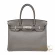 Hermes　Birkin bag 30　Etain　Clemence leather　Silver hardware