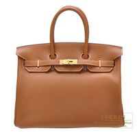 Hermes　Birkin bag 35　Gold　Clemence leather　Gold hardware