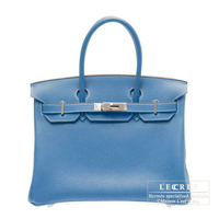 Hermes　Birkin Eclat bag 30　Mykonos/White　Clemence leather　Silver hardware