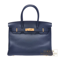 Hermes　Birkin bag 30　Blue obscurs　Clemence leather　Gold hardware