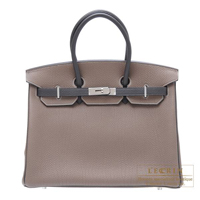 Hermes　Personal Birkin bag 35　Etoupe grey/Graphite　Togo leather　Silver hardware
