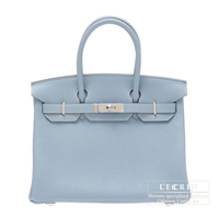 Hermes　Birkin bag 30　Blue lin　Togo leather　Silver hardware