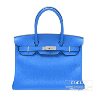 Hermes　Birkin bag 30　Blue hydra　Clemence leather　Silver hardware