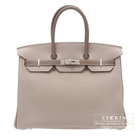 Hermes　Personal Birkin bag 35　Gris tourterelle/Etoupe grey　Togo leather　Silver hardware
