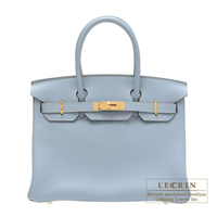 Hermes　Birkin bag 30　Blue lin　Clemence leather　Gold hardware