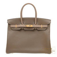Hermes　Personal Birkin bag 35　Etoupe grey/Gris tourterelle　Clemence leather　Gold hardware