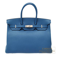Hermes　Birkin bag 35　Blue de galice　Togo leather　Silver hardware