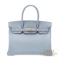 Hermes　Birkin bag 30　Blue lin　Epsom leather　Silver hardware