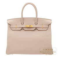 Hermes　Birkin bag 35　Argile　Clemence leather　Gold hardware