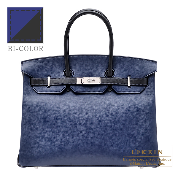 Hermes　Personal Birkin bag 35　Blue saphir/Black　Epsom leather　Mat Silver hardware