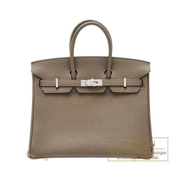 Hermes　Birkin bag 25　Taupe grey　Togo leather　Silver hardware