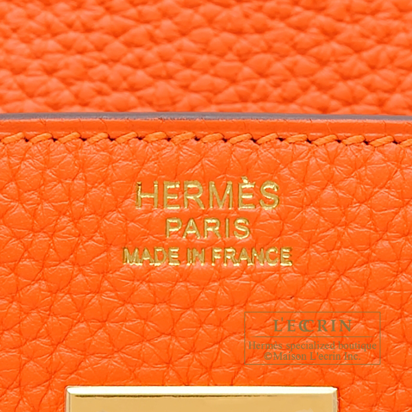 Hermes Birkin bag 30 Feu Clemence leather Gold hardware