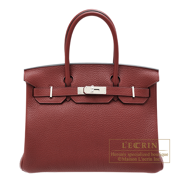 Hermes　Birkin bag 30　Rouge H　Clemence leather　Silver hardware