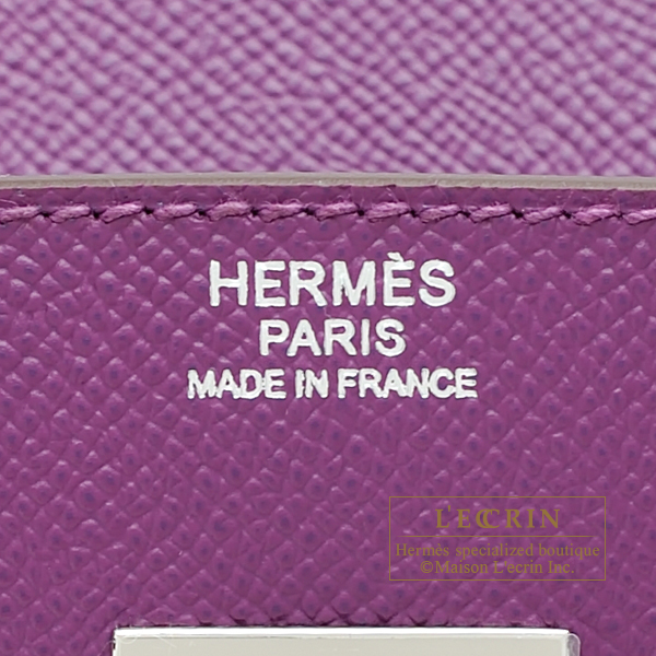 Hermes Birkin bag 30 Anemone Clemence leather Silver hardware