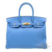 Hermes　Birkin bag 35　Blue paradise　Clemence leather　Gold hardware