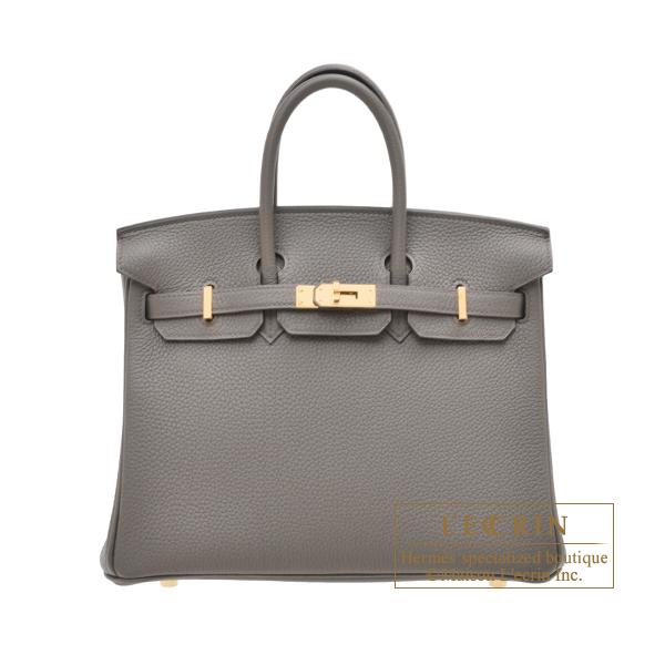 Hermes　Birkin bag 25　Etain　Togo leather　Gold hardware