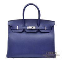 Hermes　Birkin bag 35　Blue saphir　Epsom leather　Silver hardware