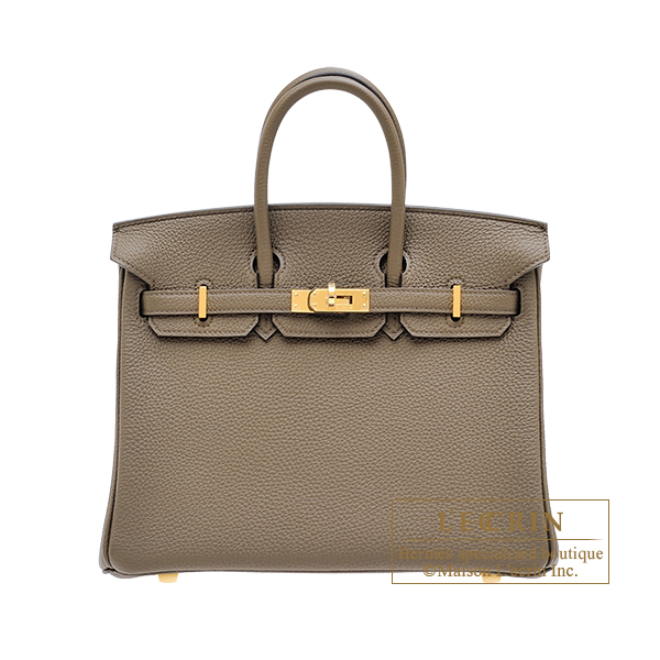 Hermes　Birkin bag 25　Taupe grey　Togo leather　Gold hardware