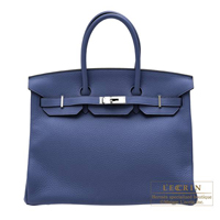 Hermes　Birkin bag 35　Blue saphir　Clemence leather　Silver hardware