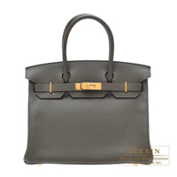 Hermes　Birkin bag 30　Vert gris　Clemence leather　Gold hardware