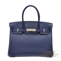 Hermes　Birkin bag 30　Blue saphir　Clemence leather　Silver hardware