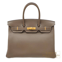 Hermes　Birkin bag 35　Etoupe grey　Clemence leather　Gold hardware