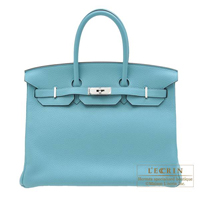 Hermes　Birkin bag 35　Blue Saint-Cyr　Clemence leather　Silver hardware