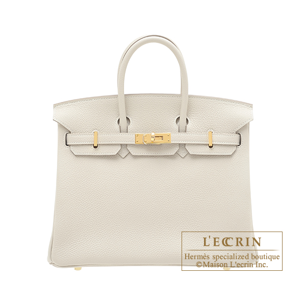 Hermes　Birkin bag 25　Craie　Togo leather　Gold hardware