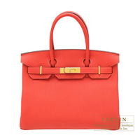 Hermes　Birkin bag 30　Rouge pivoine　Clemence leather　Gold hardware