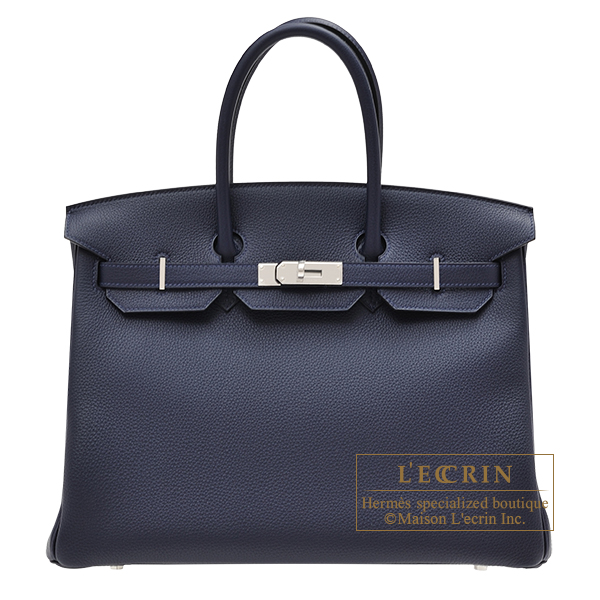 Hermes　Birkin bag 35　Blue nuit　Togo leather　Silver hardware