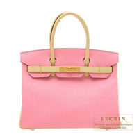 Hermes　Personal Birkin bag 30　Rose confetti/　Jaune poussin　Epsom leather　Gold hardware