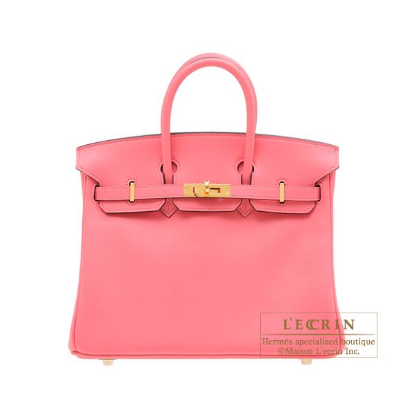 HERMÈS, ROSE AZALEE RETOURNE KELLY 25CM OF SWIFT LEATHER WITH GOLD  HARDWARE, Handbags & Accessories, 2020