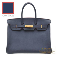 Hermes　Birkin Contour bag 35　Blue indigo/　Rouge H　Epsom leather　Gold hardware