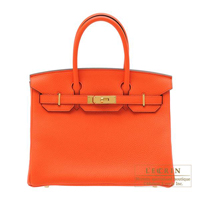 Hermes　Birkin bag 30　Orange poppy　Togo leather　Gold hardware