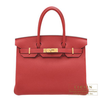 Hermes　Birkin bag 30　Rouge vif　Togo leather　Gold hardware