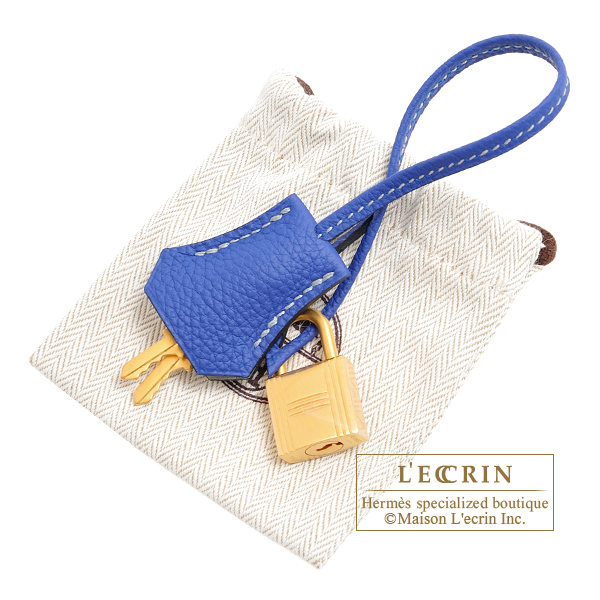 Hermes Personal Birkin bag 30 Blue electric/ Gris mouette Togo leather Matt  gold hardware